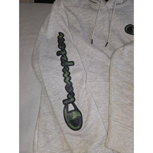 Gray with Camo Champion Hoodie - M - Picture 6 of 8